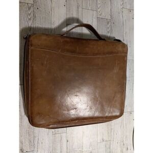 vintage Full-grain leather Franklin Covey brown organizer portfolio binder bag